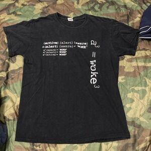 Woke formula black‎ t shirt modern gildan faded size M/19.5